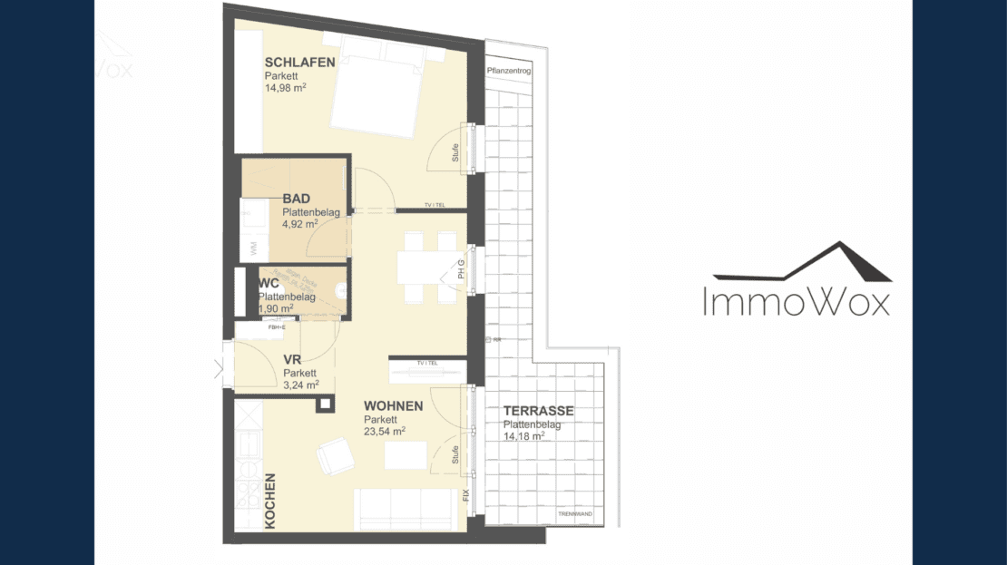 Grundriss Dachgeschosswohnung 1220 Wien