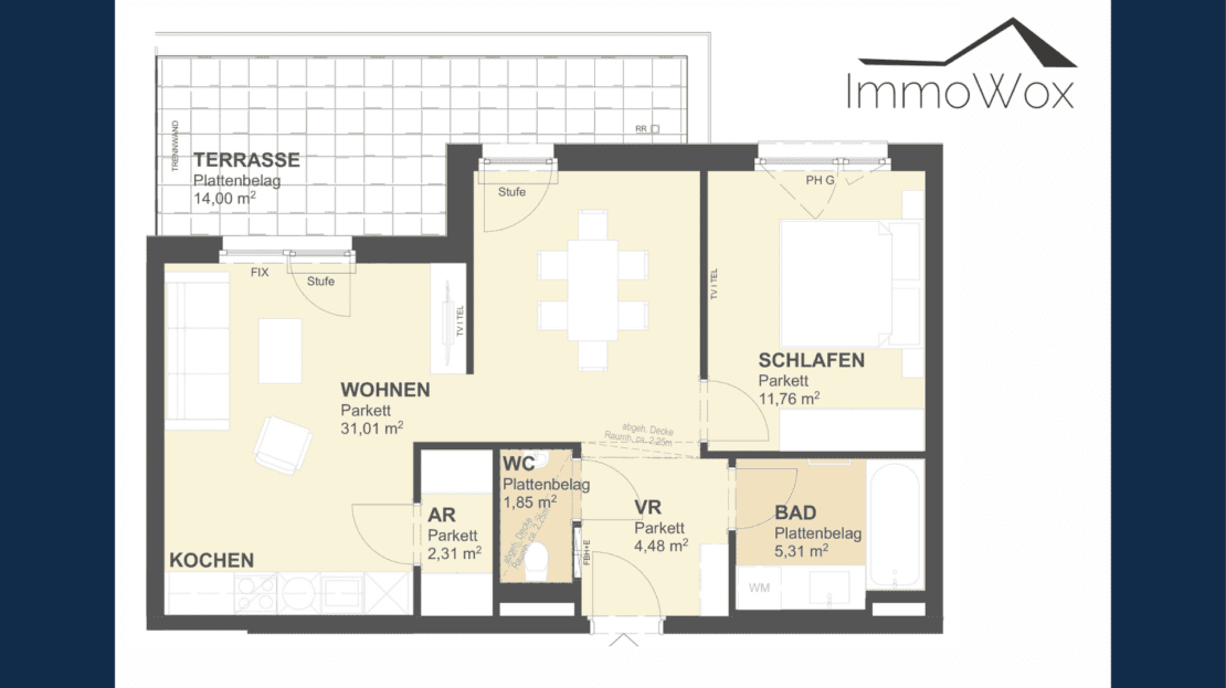 Grundriss Dachgeschosswohnung 1220 Wien