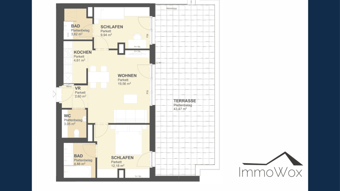 Grundriss 1220 Wien Dachgeschosswohnung